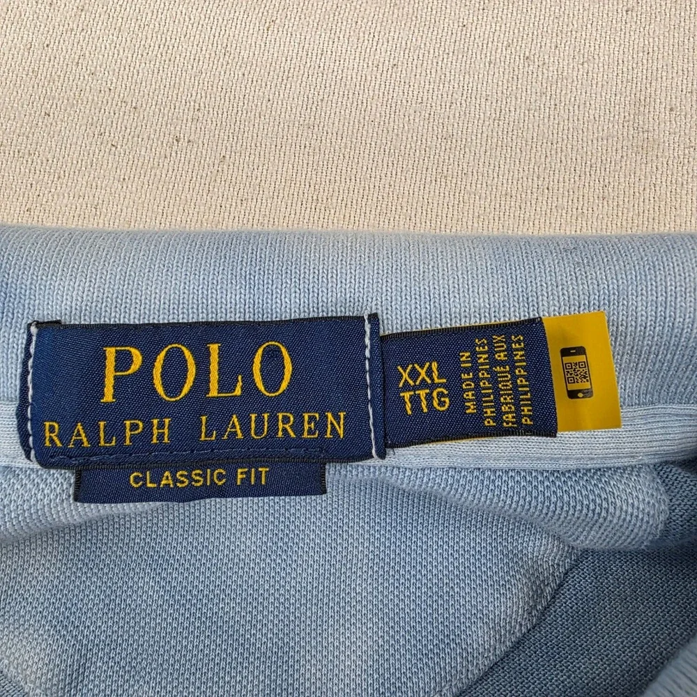 Polo Ralph Lauren Mens XXL Blue Tie Dye Aloha Hawaii Graphic Polo Shirt H567